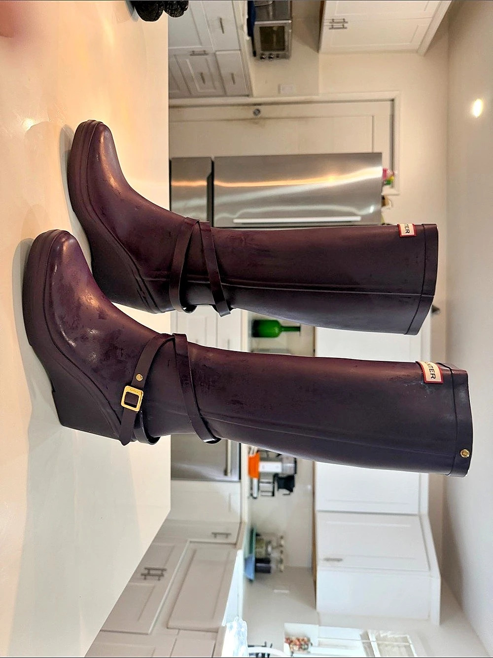 Hunter Andora Tall Wedge Rain Boots Purple๐๐ - Picture 11 of 16